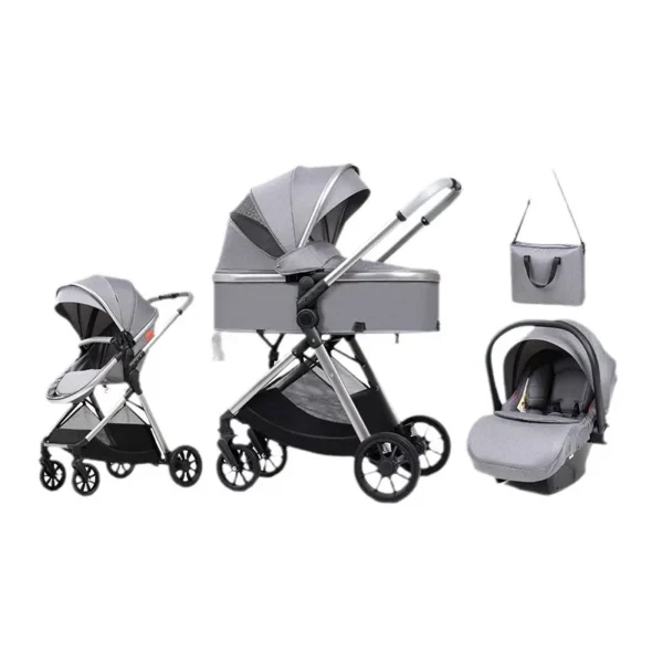 3 in 1 multifunctional baby stroller equipped with car seats for sitting and lying down, lightweight and comes with a mommy bag - Image 5