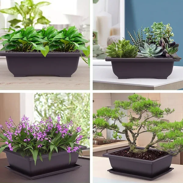 Flowerpots Imitation Purple Clay Succulent Plants Pots Outdoor Garden Landscape Bonsai Pot Trays Rectangular Square Planter - Image 7