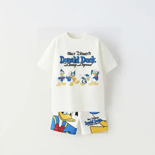 Fashionable 2024 Children's Summer Short Sleeved Set Cartoon T-shirt Shorts Two-piece Set T-shirt Printed Shorts Baby Casual Set - Image 4