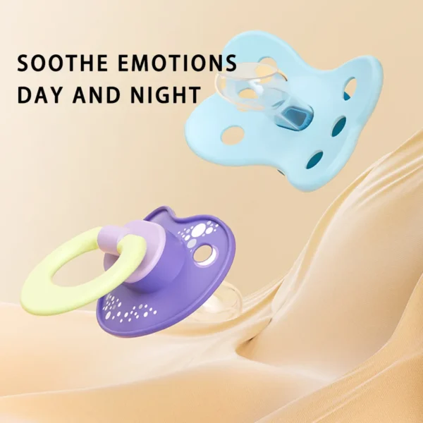 1 Pcs Baby Pacifier Silicone Flat Nipple 100% Food Grade Material Bpa Free With Plastic Handle Cute Animal Elephant Lion Bear - Image 5