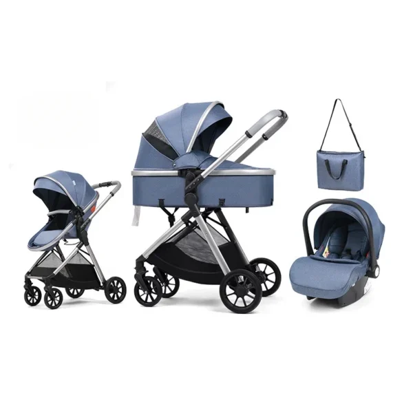 3 in 1 multifunctional baby stroller equipped with car seats for sitting and lying down, lightweight and comes with a mommy bag - Image 4