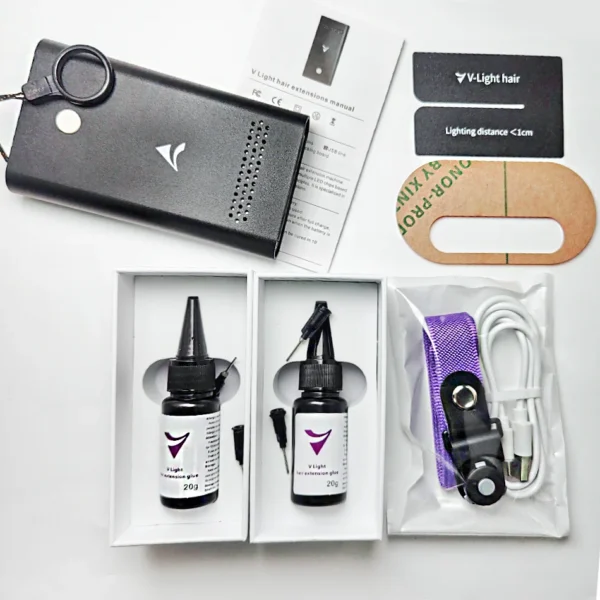 V-Light Technology Hair Extension Machine Black Hair Extension Tools Kit Set for Human Hair Extensi with V light Hair Glue - Image 5