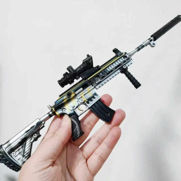 Alloy Mini AK47 M416 Pistol 30CM Rifle Model PUBG Jedi Toy Gun Fidget Toy Desktop Ornament for Boy Adults Chrismas Gift - Image 4