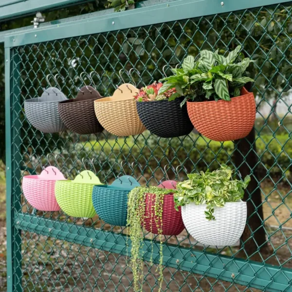 Flower Pot Exquisite Wall-mounted Plastic Wall Hanging Basket Flowerpot for Outdoor Garden Balcony Planter Bucket Home Decor New - Image 3