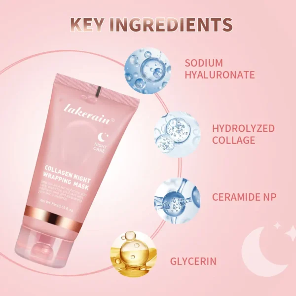 75ml Collagen Peel-off Mask Night Wrapping Facial Mud Firming mask Daily 100g Collagen Jelly Cream Hydrolyzed Collagen Skin Care - Image 5