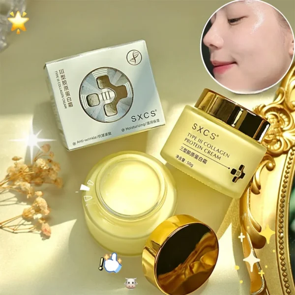 Type III Collagen Protein Cream for Face Moisturizing Lightens Fine Lines, Tightens and Brightens Skin Korean Skin Care - Image 2