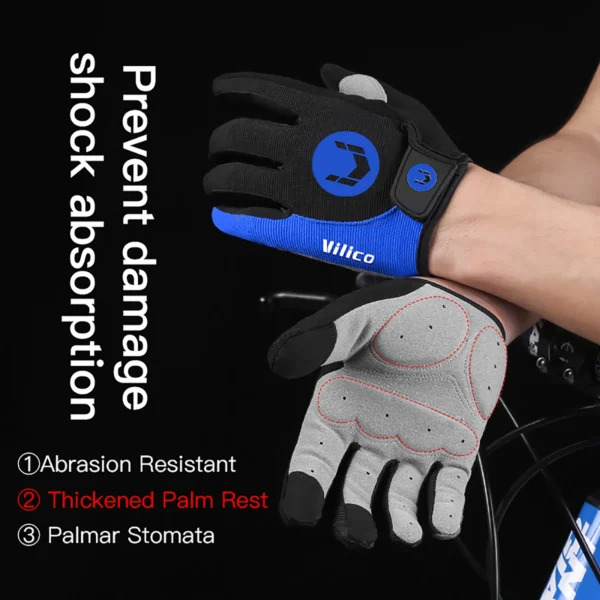 Cycling Anti-slip Full Finger Gloves MTB Bike Bicycle Gloves Pad Men Women Breathable Anti-shock Sports Gloves - Image 2