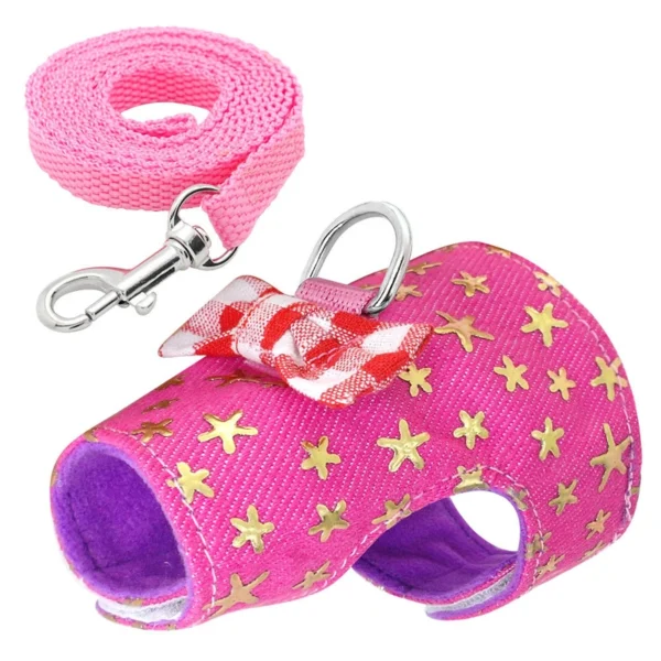 Hamster Small Pet Harness Rabbit Bowtie Striped Star Harness Vest Leash Traction Rope Baby Ferrets Rats Hamster Chest Strap - Image 3