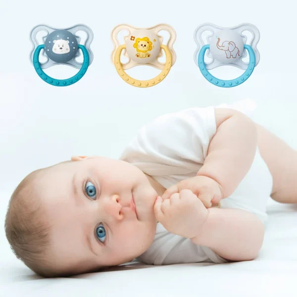 1 Pcs Baby Pacifier Silicone Flat Nipple 100% Food Grade Material Bpa Free With Plastic Handle Cute Animal Elephant Lion Bear