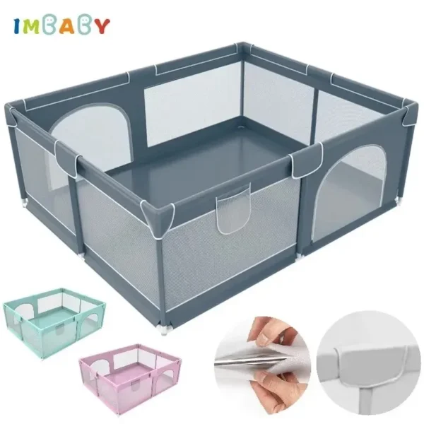 150*180CM Baby Playpen for Children Safety Barrier Fence Toddler Non-Slip Playground Sponge Anti-Collision Double Door Ball Pool - Image 2