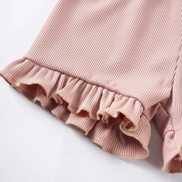 Summer children's set,bow decorated suspender with ruffled edge top, comfortable shorts, soft and comfortable fabric casual set - Image 5