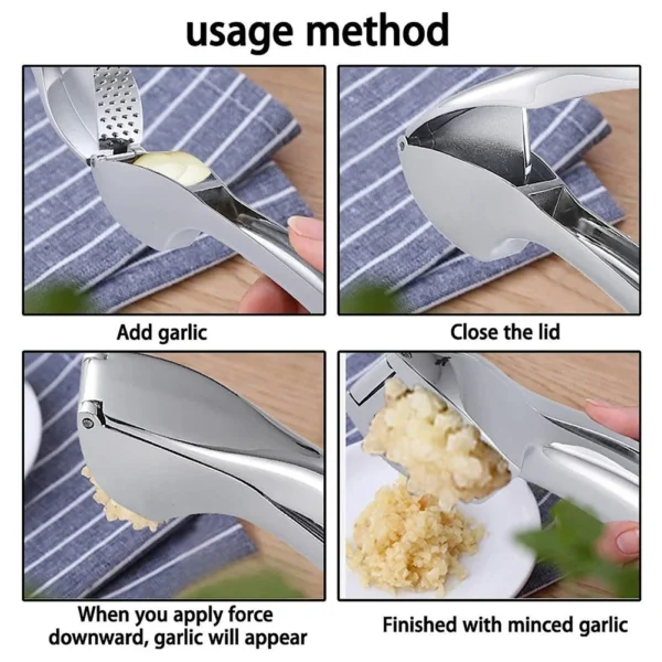 Garlic Press Stainless Steel Garlic Mincer Garlic Crusher Detachable Easy to Squeeze and Clean Kitchen Tools for Fine Garlic - Image 4