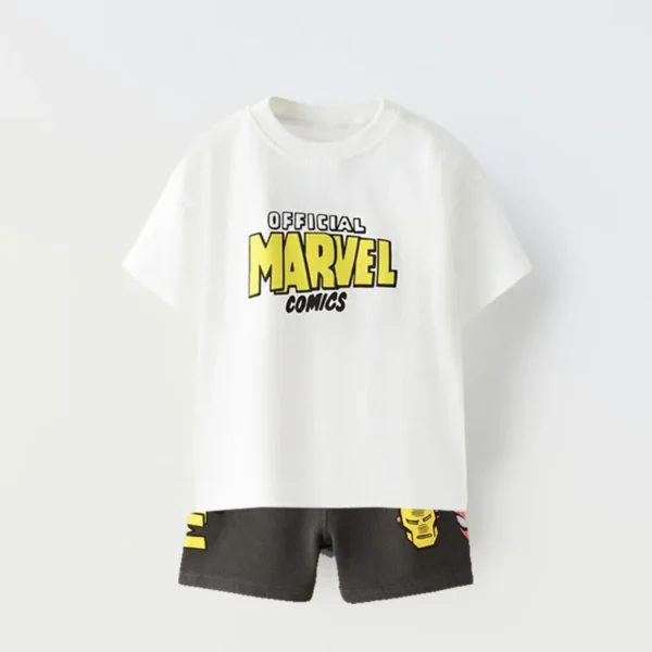 Fashionable 2024 Children's Summer Short Sleeved Set Cartoon T-shirt Shorts Two-piece Set T-shirt Printed Shorts Baby Casual Set - Image 2