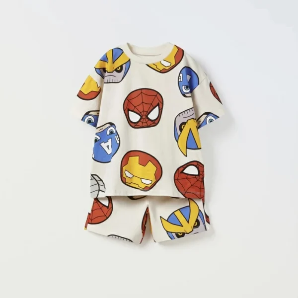 Fashionable 2024 Children's Summer Short Sleeved Set Cartoon T-shirt Shorts Two-piece Set T-shirt Printed Shorts Baby Casual Set