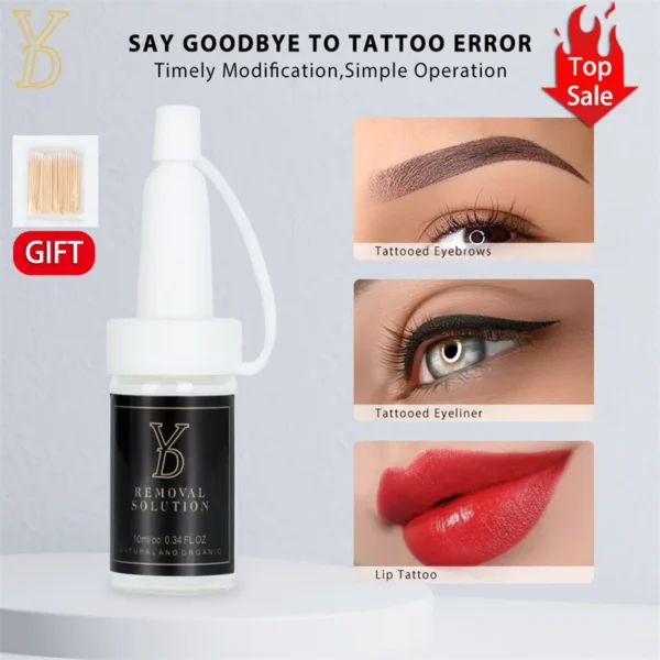 YD Removal Solution Transparent Liquid Tattoo Remover Professional Cleaning Eyebrow Lips Eyeliner Skin Old Tattoos Fading Agent