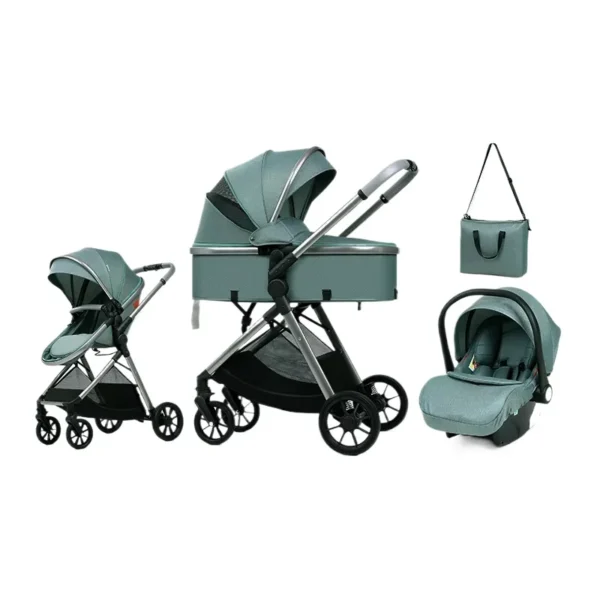 3 in 1 multifunctional baby stroller equipped with car seats for sitting and lying down, lightweight and comes with a mommy bag - Image 6