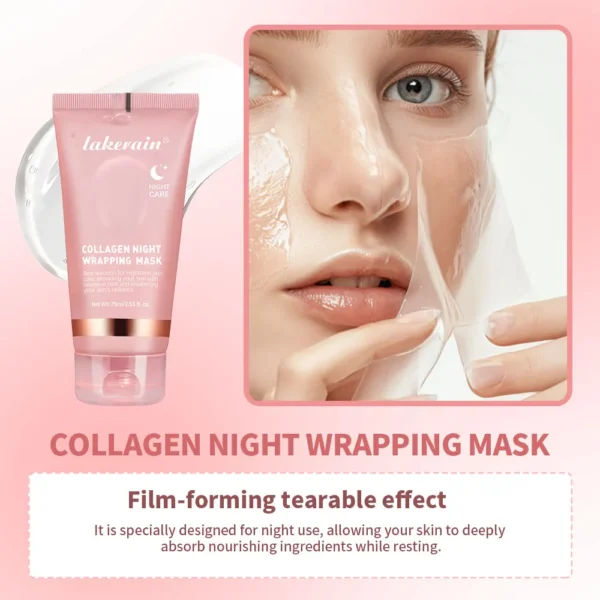 75ml Collagen Peel-off Mask Night Wrapping Facial Mud Firming mask Daily 100g Collagen Jelly Cream Hydrolyzed Collagen Skin Care - Image 4