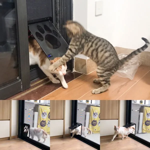 Pet Door New Safe Lockable Magnetic Screen Outdoor Dogs Cats Window Gate House Enter Freely Fashion Pretty Garden Easy Install - Image 3