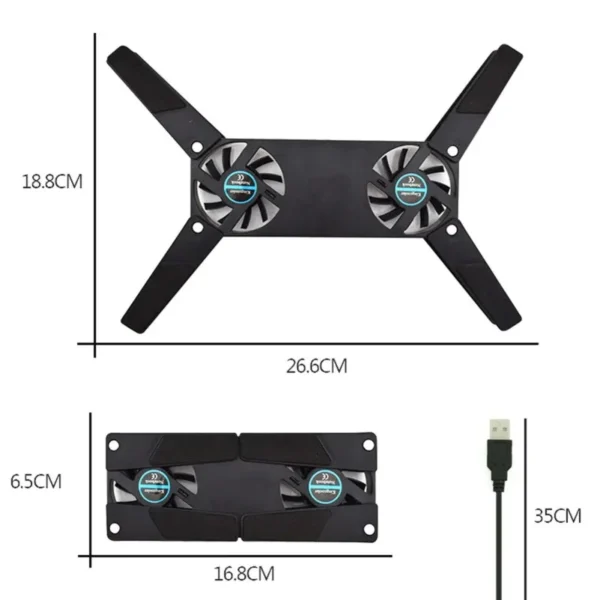 New Laptop Cooling Pad Laptop Cooler USB Powered Cooling Pad Bracket 2 Fans for Laptop Universal 7 15" 1 Laptop Stand - Image 6