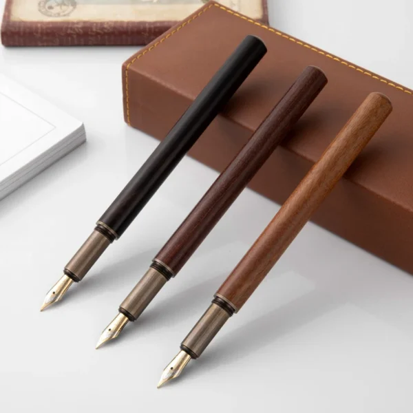 Luxury Retro Wood Bronze Fountain Pen Office Business Writing Art Calligraphy Ink Pens 0.5mm School Student Stationery Gifts - Image 2