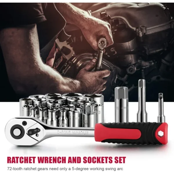 218-Piece Household Kit, Repair Set, Homeowner, Plier, Screwdriver , Socket and Toolbox Stor - Image 4