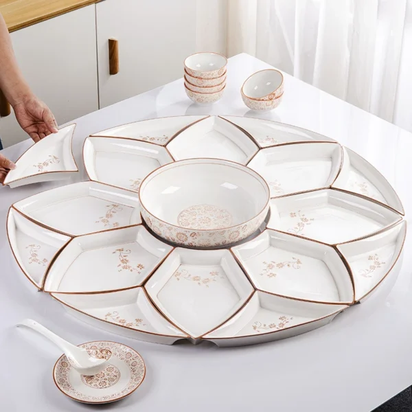 Vintage Ceramic Plate Set Microwaveable Dining Bowls Home Dinnerware Plates Set Dishes Full Tableware Pratos De Jantar Dishes - Image 4