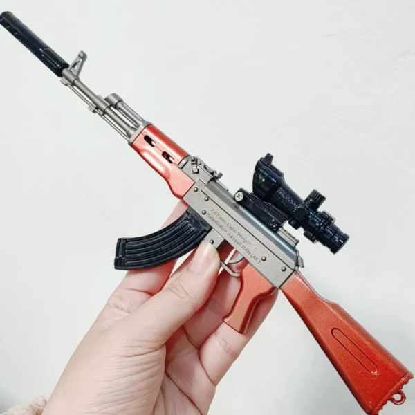 Alloy Mini AK47 M416 Pistol 30CM Rifle Model PUBG Jedi Toy Gun Fidget Toy Desktop Ornament for Boy Adults Chrismas Gift