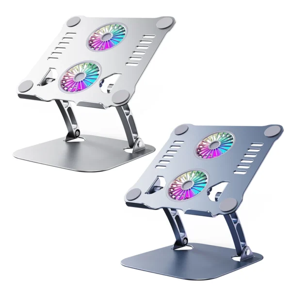 Foldable Desktop Laptop Cooling Stand Anti-slip with 2 Cooling Fan Notebook Laptop Riser Metal Holder for Laptop Up To 15.6 Inch