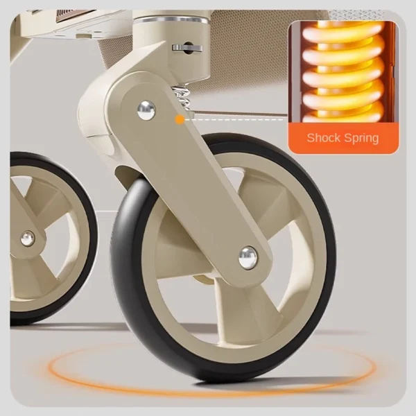 Lightweight Carry-on Stroller One-handed Foldable with Music Light Canopy for Babies Travel Awning Sitting and Lying Stroller - Image 4