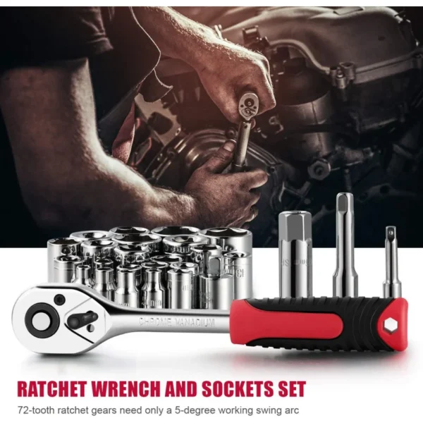 218-Piece Household Kit, Repair Set, for Homeowner, Plier, Screwdriver , Socket and Toolbox Stor - Image 4