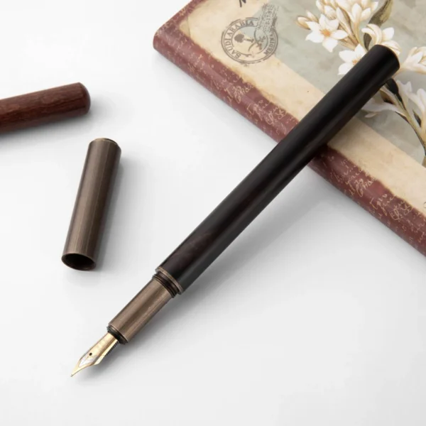 Luxury Retro Wood Bronze Fountain Pen Office Business Writing Art Calligraphy Ink Pens 0.5mm School Student Stationery Gifts - Image 4