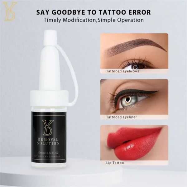 YD Removal Solution Transparent Liquid Tattoo Remover Professional Cleaning Eyebrow Lips Eyeliner Skin Old Tattoos Fading Agent - Image 6