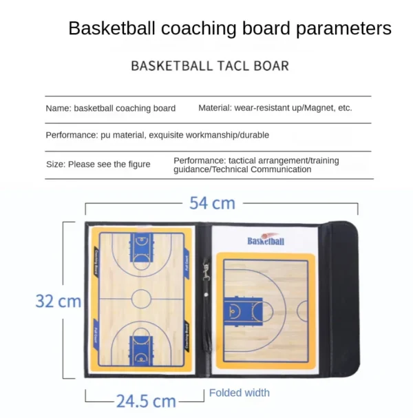 Folding Tactical Basketball Coach Board Magnetic Basketball Tactical Board Portable Competition Game Training Magnet Clipboard - Image 4