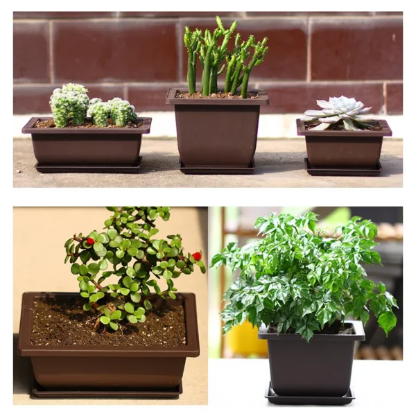 Flowerpots Imitation Purple Clay Succulent Plants Pots Outdoor Garden Landscape Bonsai Pot Trays Rectangular Square Planter - Image 2
