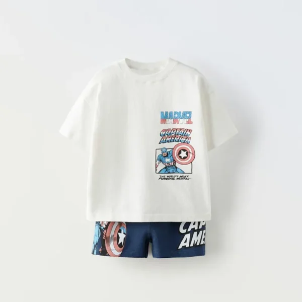 Disney Lightning Mcqueen Short Sleeve+shorts Children's Set Boys And Girls Fashion Clothing Baby Summer Casual Sportswear - Image 2
