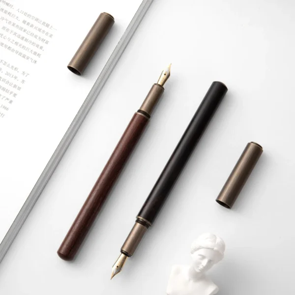 Luxury Retro Wood Bronze Fountain Pen Office Business Writing Art Calligraphy Ink Pens 0.5mm School Student Stationery Gifts - Image 6