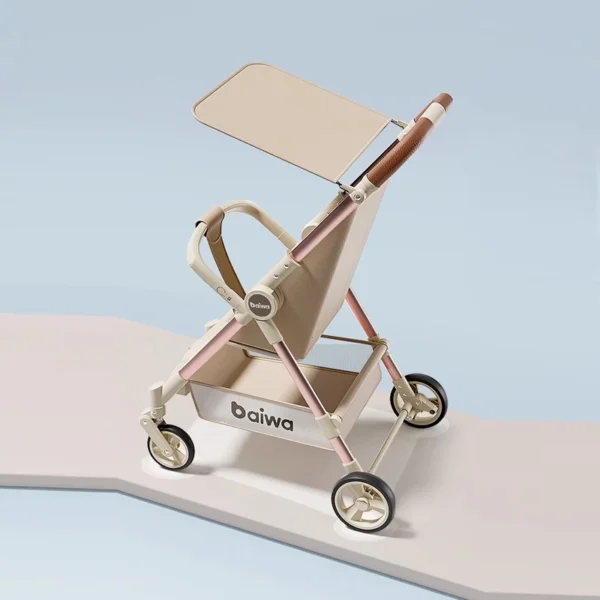 Lightweight Carry-on Stroller One-handed Foldable with Music Light Canopy for Babies Travel Awning Sitting and Lying Stroller - Image 2