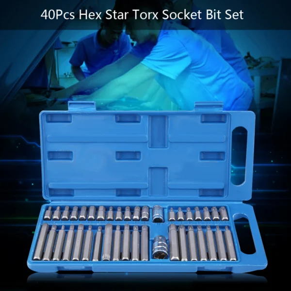 40Pcs Hex Star Torx Socket Bit Set Tool Kit 1/2inch 3/8inch Drive - Image 2