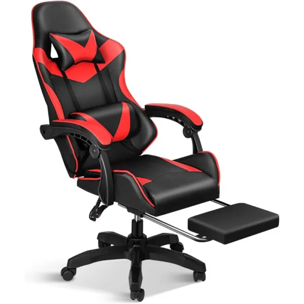 Gaming Chair, Backrest and Seat Height Adjustable Swivel Recliner Racing Office Computer Ergonomic Video Game Chair with Footres