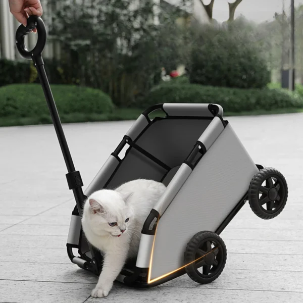 Pet Vehicle Foldable Small Pet Stroller 4 Wheels Travel Cat Cart Rolling Cat Carrier Dog Carriage Suitable for Kittens Puppies