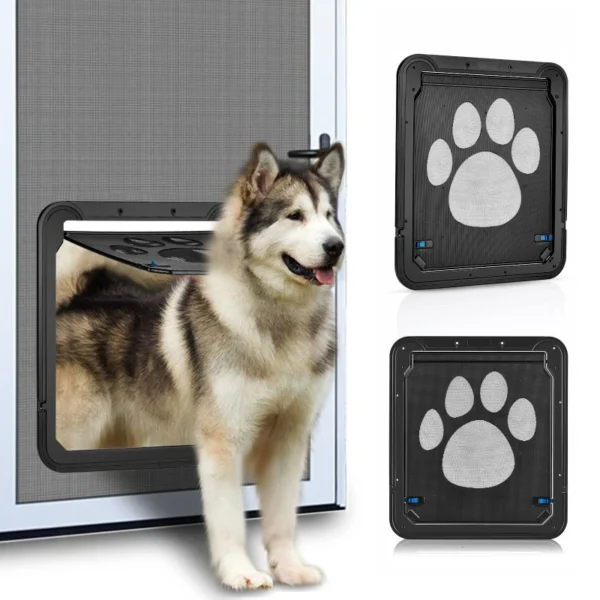 Pet Door New Safe Lockable Magnetic Screen Outdoor Dogs Cats Window Gate House Enter Freely Fashion Pretty Garden Easy Install - Image 5
