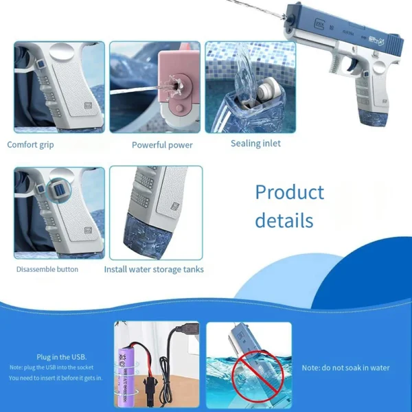 Automatic Electric Water Gun 500cc Large Capacity Super Strong Distance 10m Children and Adults Leak Proof Water Battle - Image 4