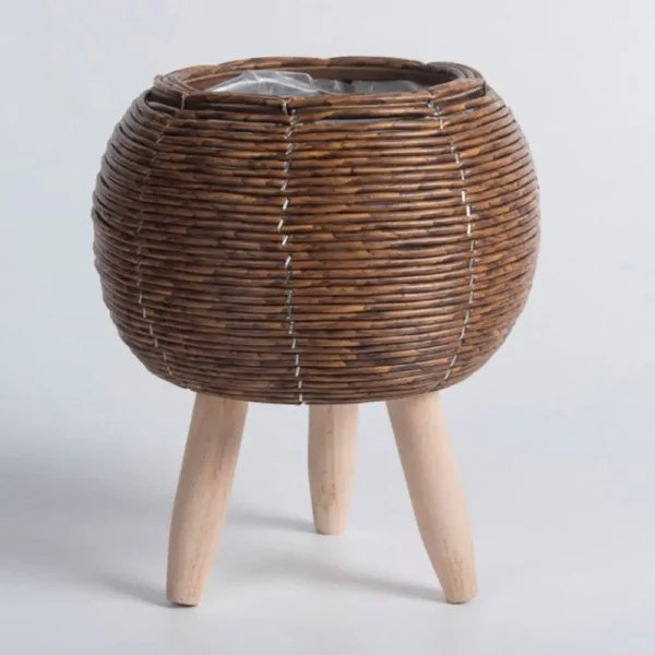 Fashion Rattan Woven Flower Pot Creative Flower Planters With Removable Legs Durable Hand Wove Plant Stand - Image 2