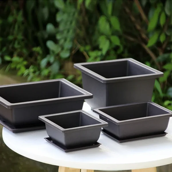 Flowerpots Imitation Purple Clay Succulent Plants Pots Outdoor Garden Landscape Bonsai Pot Trays Rectangular Square Planter - Image 4